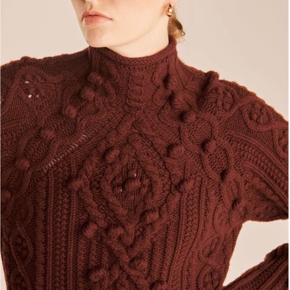 Rebecca Taylor Bauble Brown Cable Knit Sweater - Picture 4 of 7